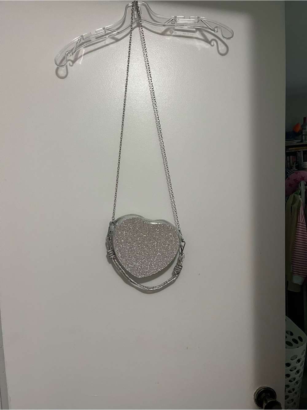 Versona Silver Glitter Heart Crossbody
